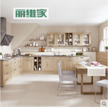 整体橱柜定做 石英石台面 L一字型厨柜门板订制